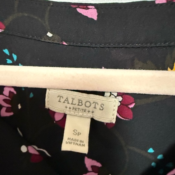 Talbots Black and Pink Flutter Sleeve Blouse - Picture 2 of 3
